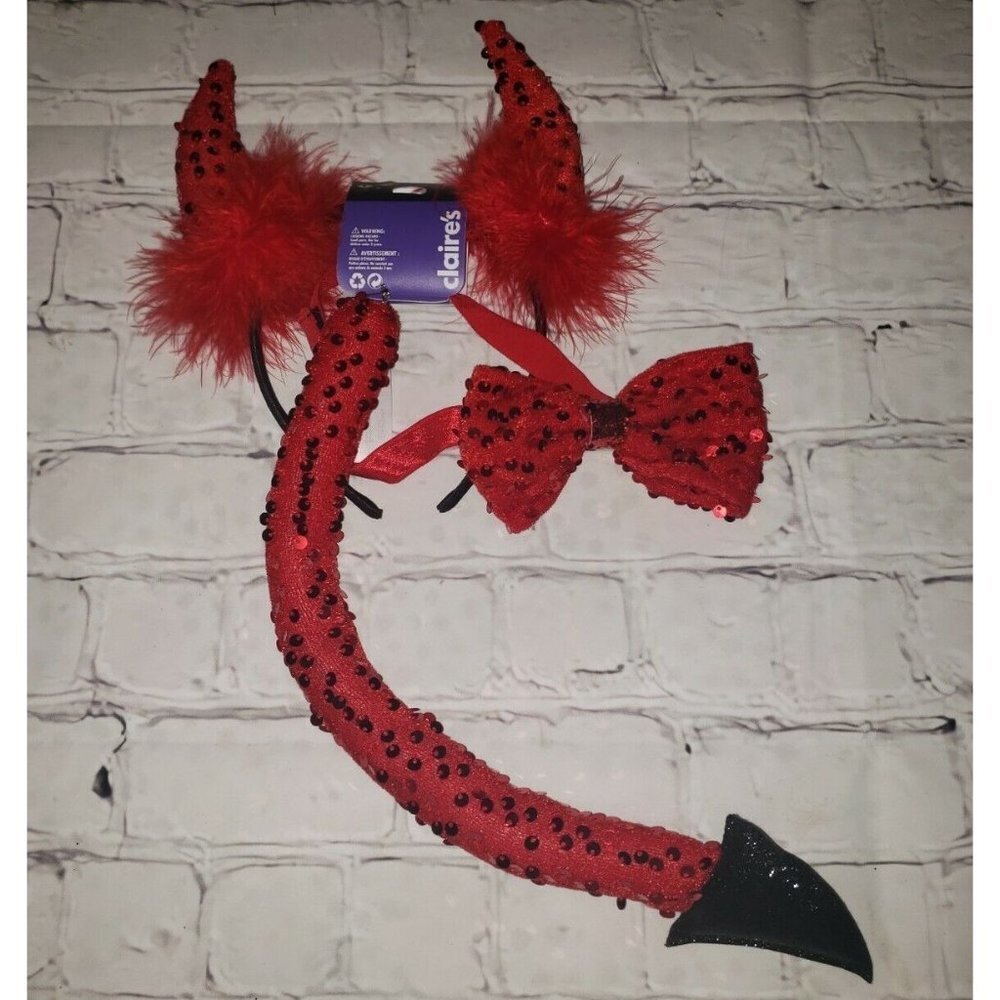 Nwt Claire’s Sequin Devil Cos Play Halloween Costume 3pc Set